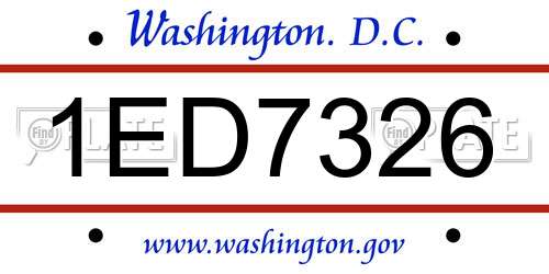 1ED7326 District Of Columbia License Plate