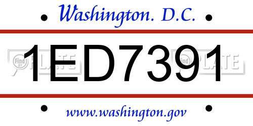 1ED7391 District Of Columbia License Plate