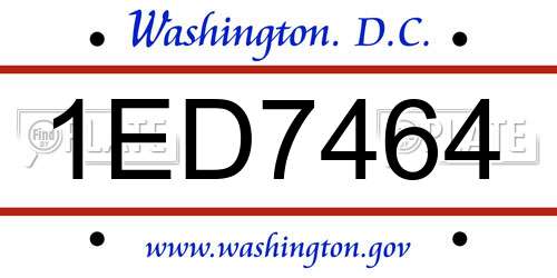 1ED7464 District Of Columbia License Plate
