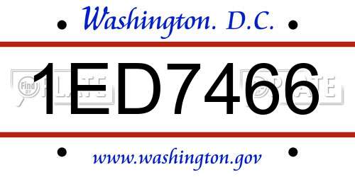 1ED7466 District Of Columbia License Plate