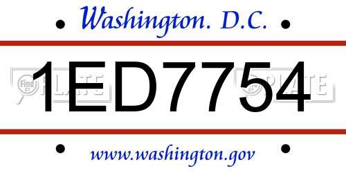 1ED7754 District Of Columbia License Plate