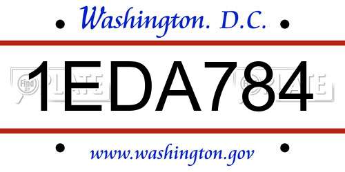 1EDA784 District Of Columbia License Plate