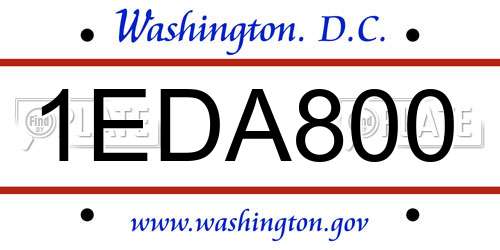 1EDA800 District Of Columbia License Plate