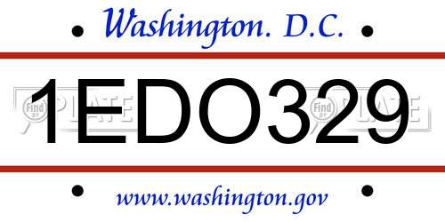 1EDO329 District Of Columbia License Plate