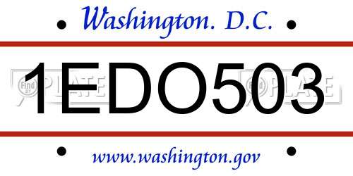 1EDO503 District Of Columbia License Plate