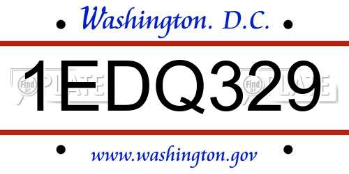 1EDQ329 District Of Columbia License Plate