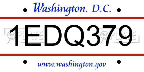 1EDQ379 District Of Columbia License Plate