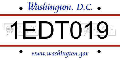 1EDT019 District Of Columbia License Plate