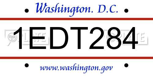 1EDT284 District Of Columbia License Plate