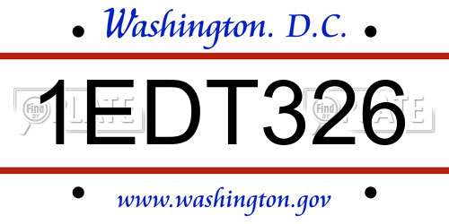 1EDT326 District Of Columbia License Plate