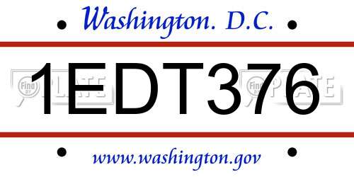 1EDT376 District Of Columbia License Plate
