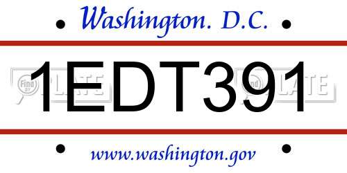 1EDT391 District Of Columbia License Plate