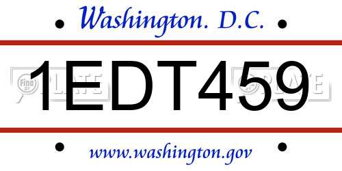1EDT459 District Of Columbia License Plate