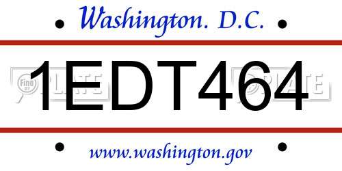 1EDT464 District Of Columbia License Plate