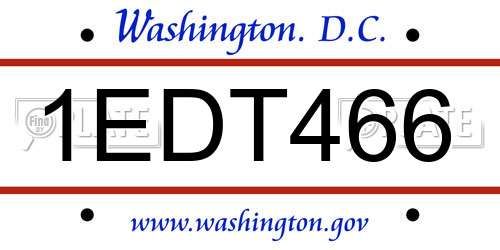1EDT466 District Of Columbia License Plate