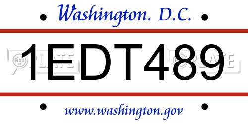 1EDT489 District Of Columbia License Plate