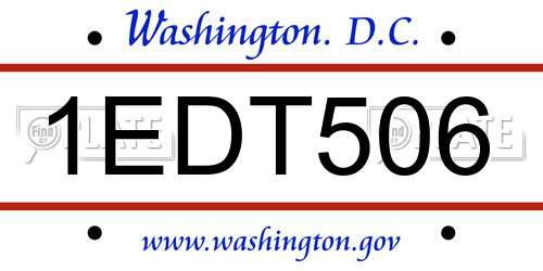 1EDT506 District Of Columbia License Plate