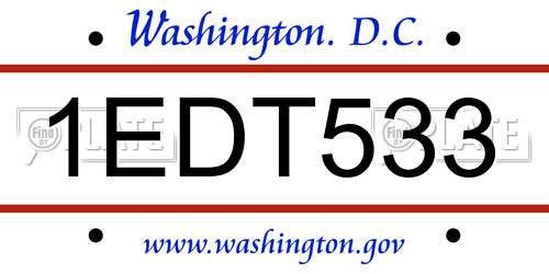1EDT533 District Of Columbia License Plate