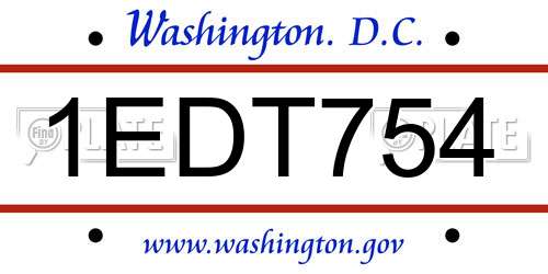 1EDT754 District Of Columbia License Plate