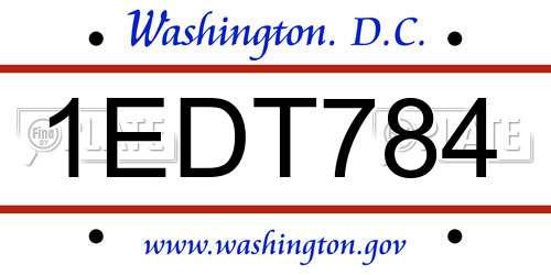 1EDT784 District Of Columbia License Plate