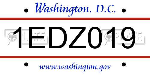 1EDZ019 District Of Columbia License Plate