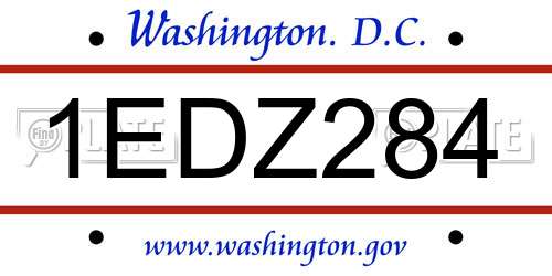 1EDZ284 District Of Columbia License Plate