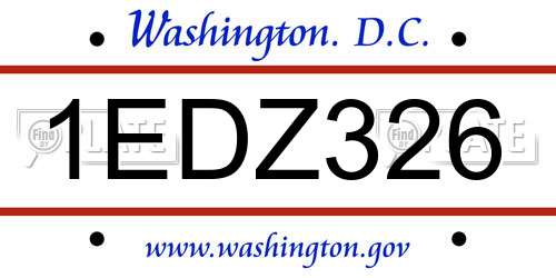 1EDZ326 District Of Columbia License Plate