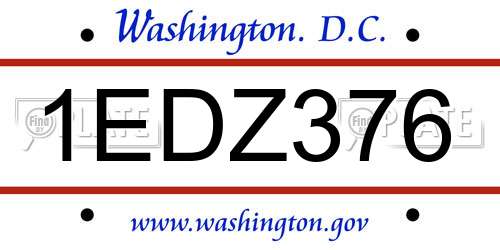 1EDZ376 District Of Columbia License Plate