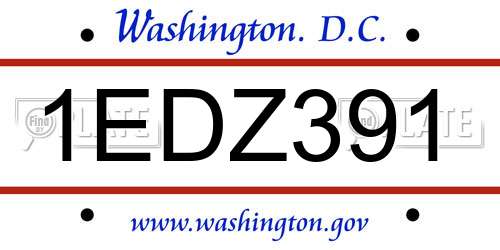 1EDZ391 District Of Columbia License Plate