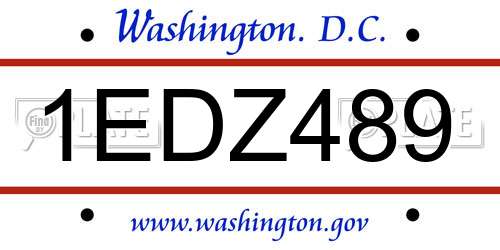 1EDZ489 District Of Columbia License Plate