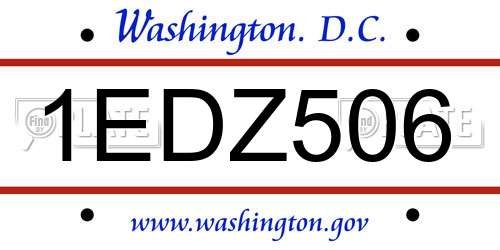 1EDZ506 District Of Columbia License Plate