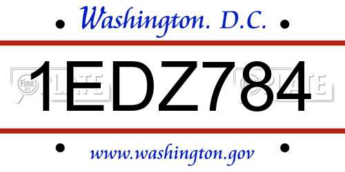 1EDZ784 District Of Columbia License Plate
