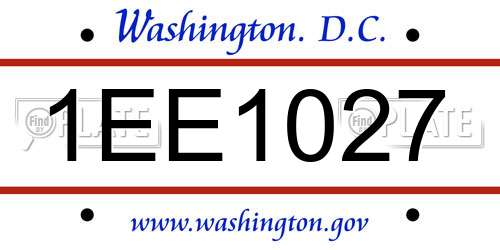 1EE1027 District Of Columbia License Plate