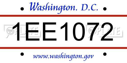 1EE1072 District Of Columbia License Plate