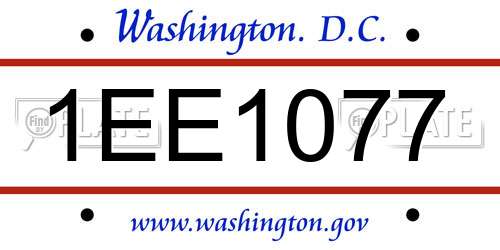 1EE1077 District Of Columbia License Plate