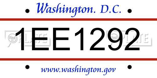 1EE1292 District Of Columbia License Plate