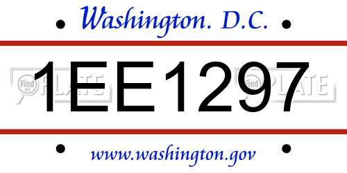 1EE1297 District Of Columbia License Plate
