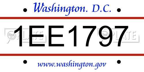 1EE1797 District Of Columbia License Plate