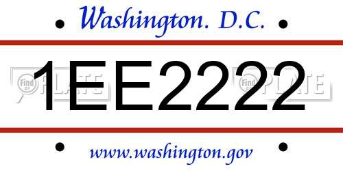1EE2222 District Of Columbia License Plate