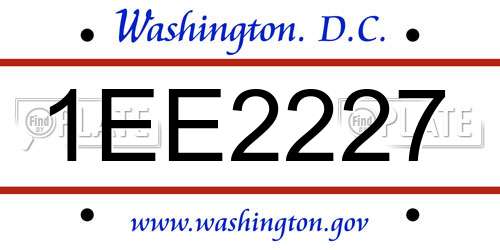 1EE2227 District Of Columbia License Plate
