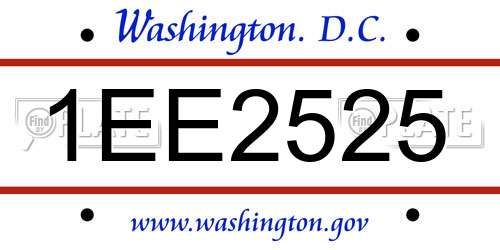 1EE2525 District Of Columbia License Plate