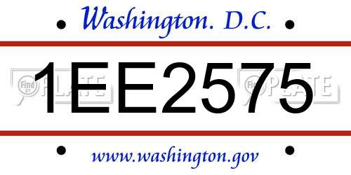 1EE2575 District Of Columbia License Plate