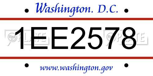 1EE2578 District Of Columbia License Plate