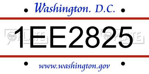 1EE2825 District Of Columbia License Plate