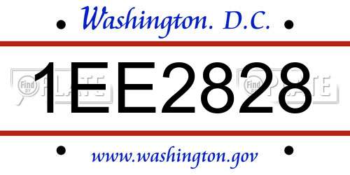1EE2828 District Of Columbia License Plate