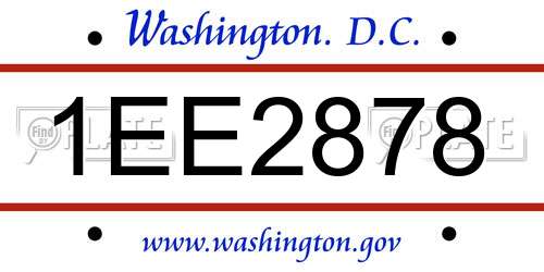 1EE2878 District Of Columbia License Plate