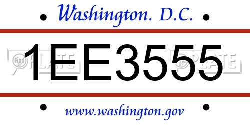 1EE3555 District Of Columbia License Plate