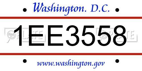 1EE3558 District Of Columbia License Plate