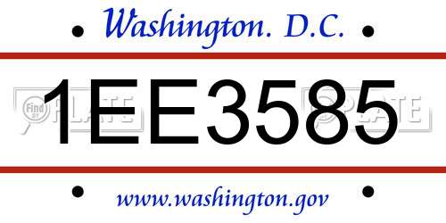 1EE3585 District Of Columbia License Plate