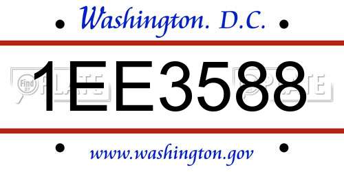 1EE3588 District Of Columbia License Plate